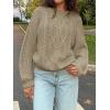imageCicy Bell Womens Oversized Cable Knit Sweaters Crew Neck Long Sleeve Fall Chunky Pullover Casual Loose Fit Sweater TopsKhaki