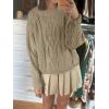 imageCicy Bell Womens Oversized Cable Knit Sweaters Crew Neck Long Sleeve Fall Chunky Pullover Casual Loose Fit Sweater TopsKhaki