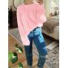 imageCicy Bell Womens Oversized Cable Knit Sweaters Crew Neck Long Sleeve Fall Chunky Pullover Casual Loose Fit Sweater TopsPink