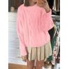 imageCicy Bell Womens Oversized Cable Knit Sweaters Crew Neck Long Sleeve Fall Chunky Pullover Casual Loose Fit Sweater TopsPink