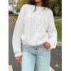 imageCicy Bell Womens Oversized Cable Knit Sweaters Crew Neck Long Sleeve Fall Chunky Pullover Casual Loose Fit Sweater TopsWhite