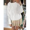 imageCicy Bell Womens Oversized Cable Knit Sweaters Crew Neck Long Sleeve Fall Chunky Pullover Casual Loose Fit Sweater TopsWhite