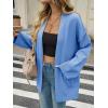 imageCicy Bell Womens Oversized Cardigans Long Sleeve Open Front Shawl Sweaters Knit Fall Outerwear with PocketsBlue