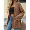 imageCicy Bell Womens Oversized Cardigans Long Sleeve Open Front Shawl Sweaters Knit Fall Outerwear with PocketsDark Brown