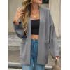 imageCicy Bell Womens Oversized Cardigans Long Sleeve Open Front Shawl Sweaters Knit Fall Outerwear with PocketsLight Grey