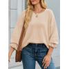 imageCicy Bell Womens Oversized Sweater Tops Crewneck Ruffle Puff Sleeve Knit Fall Sweaters Loose Fit Trendy Pullover TopApricot