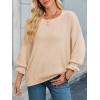 imageCicy Bell Womens Oversized Sweater Tops Crewneck Ruffle Puff Sleeve Knit Fall Sweaters Loose Fit Trendy Pullover TopApricot
