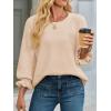 imageCicy Bell Womens Oversized Sweater Tops Crewneck Ruffle Puff Sleeve Knit Fall Sweaters Loose Fit Trendy Pullover TopApricot