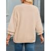 imageCicy Bell Womens Oversized Sweater Tops Crewneck Ruffle Puff Sleeve Knit Fall Sweaters Loose Fit Trendy Pullover TopApricot