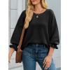 imageCicy Bell Womens Oversized Sweater Tops Crewneck Ruffle Puff Sleeve Knit Fall Sweaters Loose Fit Trendy Pullover TopBlack