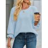 imageCicy Bell Womens Oversized Sweater Tops Crewneck Ruffle Puff Sleeve Knit Fall Sweaters Loose Fit Trendy Pullover TopBlue