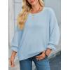 imageCicy Bell Womens Oversized Sweater Tops Crewneck Ruffle Puff Sleeve Knit Fall Sweaters Loose Fit Trendy Pullover TopBlue
