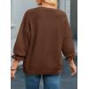 imageCicy Bell Womens Oversized Sweater Tops Crewneck Ruffle Puff Sleeve Knit Fall Sweaters Loose Fit Trendy Pullover TopCoffee