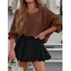 imageCicy Bell Womens Oversized Sweater Tops Crewneck Ruffle Puff Sleeve Knit Fall Sweaters Loose Fit Trendy Pullover TopCoffee