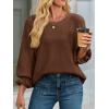 imageCicy Bell Womens Oversized Sweater Tops Crewneck Ruffle Puff Sleeve Knit Fall Sweaters Loose Fit Trendy Pullover TopCoffee