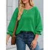 imageCicy Bell Womens Oversized Sweater Tops Crewneck Ruffle Puff Sleeve Knit Fall Sweaters Loose Fit Trendy Pullover TopGreen