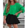 imageCicy Bell Womens Oversized Sweater Tops Crewneck Ruffle Puff Sleeve Knit Fall Sweaters Loose Fit Trendy Pullover TopGreen