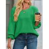 imageCicy Bell Womens Oversized Sweater Tops Crewneck Ruffle Puff Sleeve Knit Fall Sweaters Loose Fit Trendy Pullover TopGreen