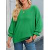imageCicy Bell Womens Oversized Sweater Tops Crewneck Ruffle Puff Sleeve Knit Fall Sweaters Loose Fit Trendy Pullover TopGreen
