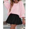 imageCicy Bell Womens Oversized Sweater Tops Crewneck Ruffle Puff Sleeve Knit Fall Sweaters Loose Fit Trendy Pullover TopPink