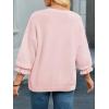 imageCicy Bell Womens Oversized Sweater Tops Crewneck Ruffle Puff Sleeve Knit Fall Sweaters Loose Fit Trendy Pullover TopPink