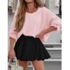 imageCicy Bell Womens Oversized Sweater Tops Crewneck Ruffle Puff Sleeve Knit Fall Sweaters Loose Fit Trendy Pullover TopPink