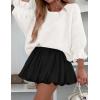 imageCicy Bell Womens Oversized Sweater Tops Crewneck Ruffle Puff Sleeve Knit Fall Sweaters Loose Fit Trendy Pullover TopWhite