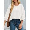 imageCicy Bell Womens Oversized Sweater Tops Crewneck Ruffle Puff Sleeve Knit Fall Sweaters Loose Fit Trendy Pullover TopWhite