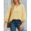 imageCicy Bell Womens Oversized Sweater Tops Crewneck Ruffle Puff Sleeve Knit Fall Sweaters Loose Fit Trendy Pullover TopYellow