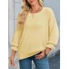 imageCicy Bell Womens Oversized Sweater Tops Crewneck Ruffle Puff Sleeve Knit Fall Sweaters Loose Fit Trendy Pullover TopYellow