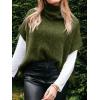 imageCicy Bell Womens Oversized Turtleneck Poncho Sweaters Short Batwing Sleeve Casual Slouchy Loose Fit Chunky Knit Pullover TopsArmy Green