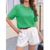 imageCicy Bell Womens Short Sleeve Sweater Casual Loose Fit Crewneck Tops Fall Dressy Pullovers ShirtsGreen