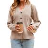imageCicy Bell Womens V Neck Cardigan Sweaters Long Sleeve Cinched Waist Knit Tops Dressy Casual Button Up Fitted OuterwearApricot