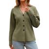 imageCicy Bell Womens V Neck Cardigan Sweaters Long Sleeve Cinched Waist Knit Tops Dressy Casual Button Up Fitted OuterwearArmy Green
