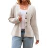 imageCicy Bell Womens V Neck Cardigan Sweaters Long Sleeve Cinched Waist Knit Tops Dressy Casual Button Up Fitted OuterwearBeige