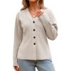 imageCicy Bell Womens V Neck Cardigan Sweaters Long Sleeve Cinched Waist Knit Tops Dressy Casual Button Up Fitted OuterwearBeige