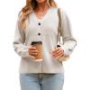 imageCicy Bell Womens V Neck Cardigan Sweaters Long Sleeve Cinched Waist Knit Tops Dressy Casual Button Up Fitted OuterwearBeige