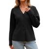 imageCicy Bell Womens V Neck Cardigan Sweaters Long Sleeve Cinched Waist Knit Tops Dressy Casual Button Up Fitted OuterwearBlack