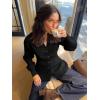 imageCicy Bell Womens V Neck Cardigan Sweaters Long Sleeve Cinched Waist Knit Tops Dressy Casual Button Up Fitted OuterwearBlack