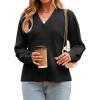 imageCicy Bell Womens V Neck Cardigan Sweaters Long Sleeve Cinched Waist Knit Tops Dressy Casual Button Up Fitted OuterwearBlack