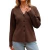 imageCicy Bell Womens V Neck Cardigan Sweaters Long Sleeve Cinched Waist Knit Tops Dressy Casual Button Up Fitted OuterwearBrown