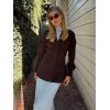 imageCicy Bell Womens V Neck Cardigan Sweaters Long Sleeve Cinched Waist Knit Tops Dressy Casual Button Up Fitted OuterwearBrown