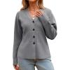 imageCicy Bell Womens V Neck Cardigan Sweaters Long Sleeve Cinched Waist Knit Tops Dressy Casual Button Up Fitted OuterwearGrey
