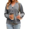 imageCicy Bell Womens V Neck Cardigan Sweaters Long Sleeve Cinched Waist Knit Tops Dressy Casual Button Up Fitted OuterwearGrey
