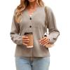 imageCicy Bell Womens V Neck Cardigan Sweaters Long Sleeve Cinched Waist Knit Tops Dressy Casual Button Up Fitted OuterwearKhaki