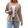 imageCicy Bell Womens V Neck Cardigan Sweaters Long Sleeve Cinched Waist Knit Tops Dressy Casual Button Up Fitted OuterwearKhaki