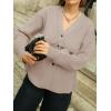 imageCicy Bell Womens V Neck Cardigan Sweaters Long Sleeve Cinched Waist Knit Tops Dressy Casual Button Up Fitted OuterwearKhaki