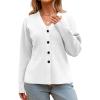 imageCicy Bell Womens V Neck Cardigan Sweaters Long Sleeve Cinched Waist Knit Tops Dressy Casual Button Up Fitted OuterwearWhite