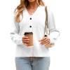 imageCicy Bell Womens V Neck Cardigan Sweaters Long Sleeve Cinched Waist Knit Tops Dressy Casual Button Up Fitted OuterwearWhite