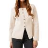 imageCicy Bell Womens Button Up Cardigan Sweaters Lightweight Long Sleeve Knit Tops Business Casual Round Neck Fitted JacketApricot